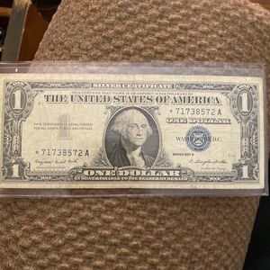 1957 A SILVER ⭐️Blue Certificate in good shape. Will come in plastic sleeve.